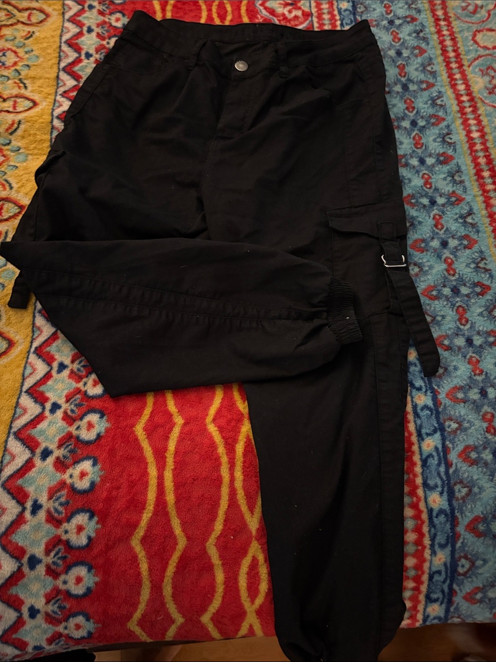 Black Cargo Jogger Pants with Adjustable Straps - Women's Cargo